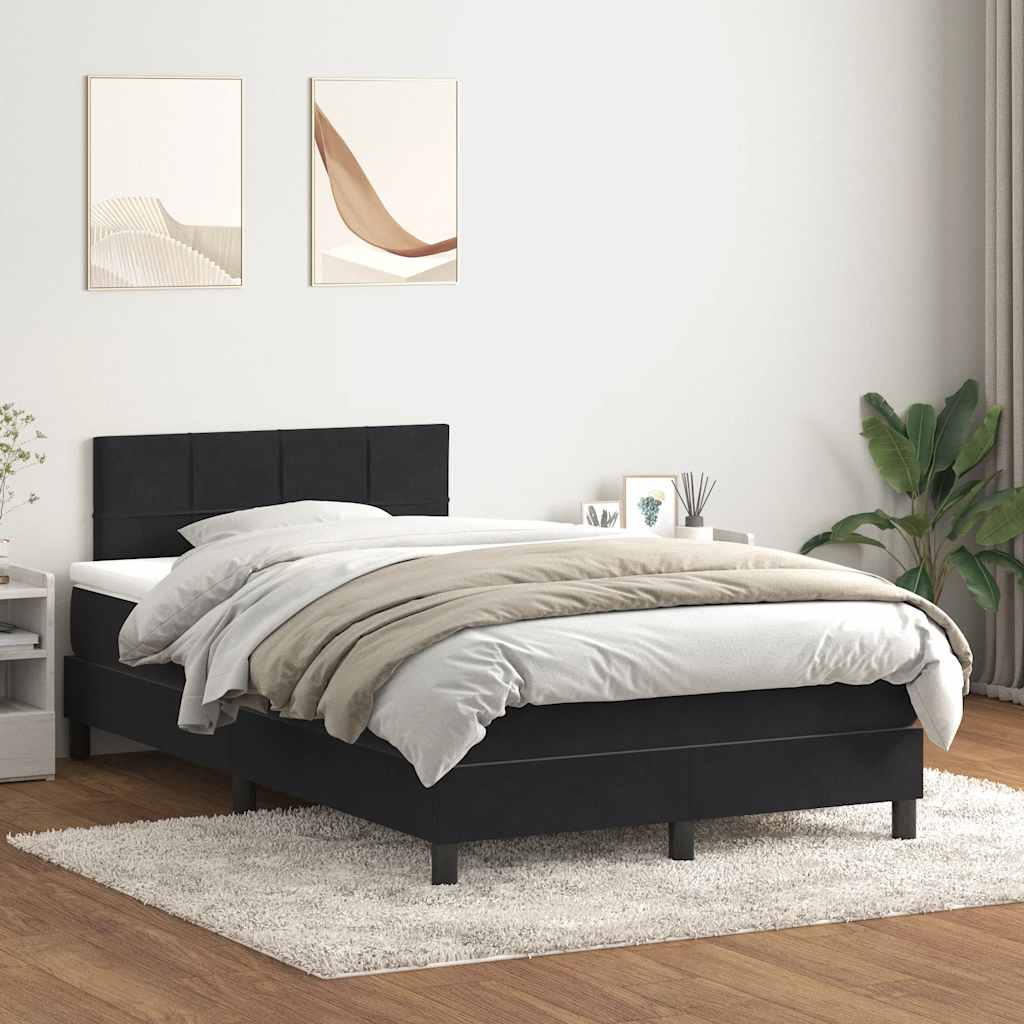 vidaXL Cama box spring con colchón terciopelo negro 120x220 cm