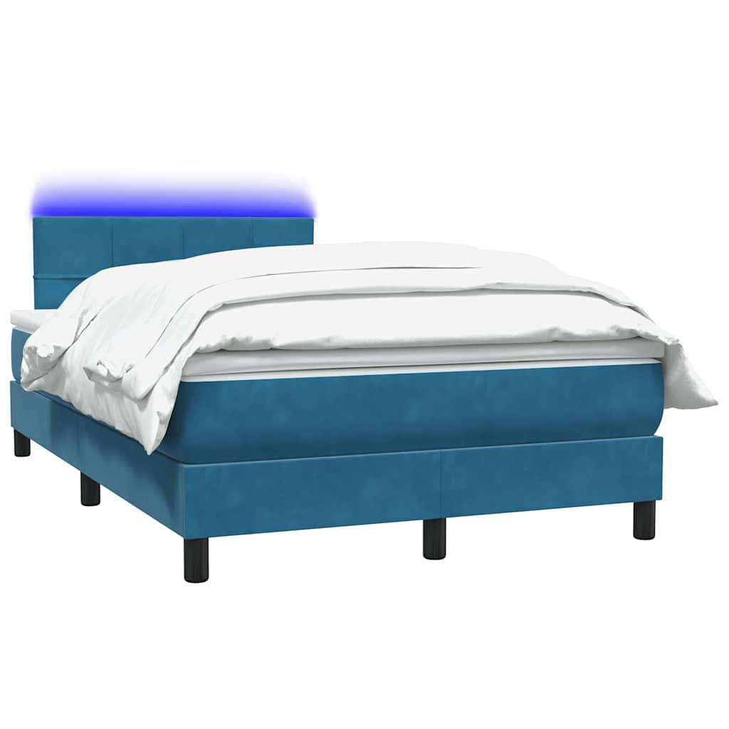 vidaXL Cama box spring con colchón terciopelo azul oscuro 120x220 cm