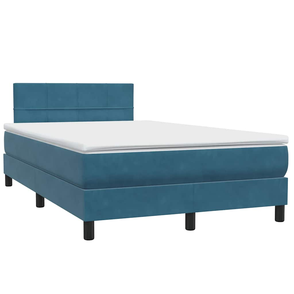 vidaXL Cama box spring con colchón terciopelo azul oscuro 120x220 cm