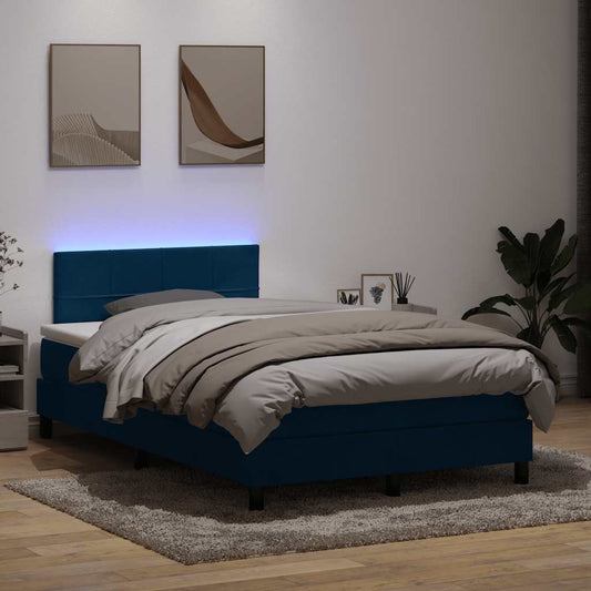 vidaXL Cama box spring con colchón terciopelo azul oscuro 120x220 cm