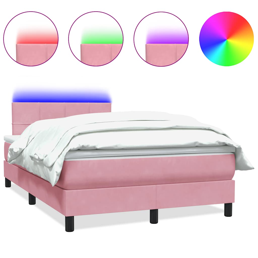 vidaXL Cama box spring con colchón terciopelo rosa 120x220 cm