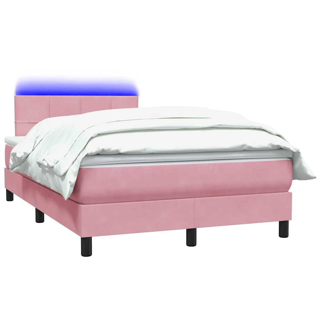 vidaXL Cama box spring con colchón terciopelo rosa 120x220 cm