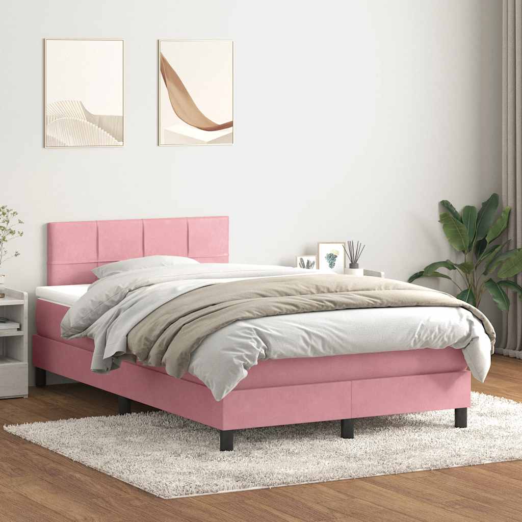 vidaXL Cama box spring con colchón terciopelo rosa 120x220 cm