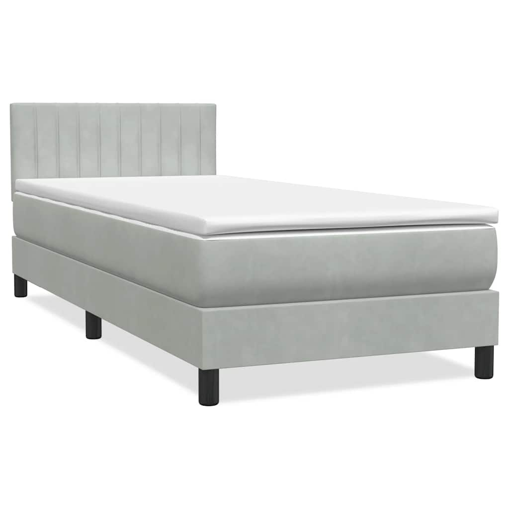 vidaXL Cama box spring con colchón terciopelo gris claro 80x210 cm