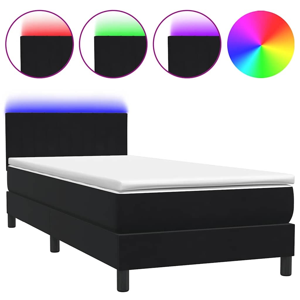 vidaXL Cama box spring con colchón cuero sintético negro 80x210 cm