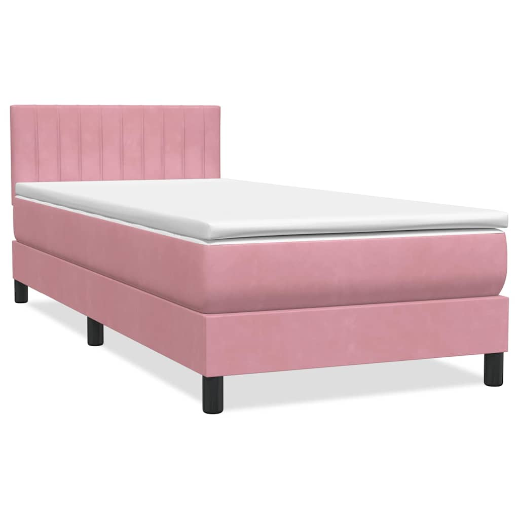 vidaXL Cama box spring con colchón terciopelo rosa 80x210 cm