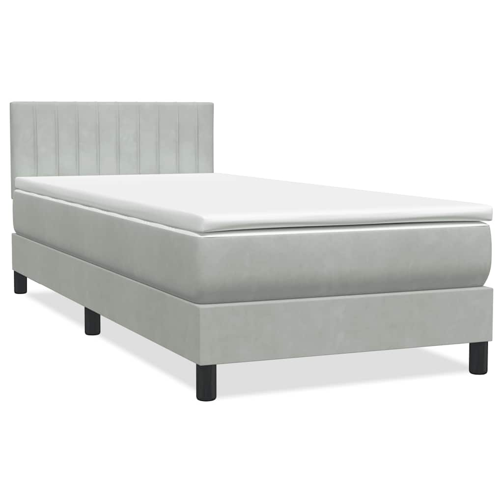 vidaXL Cama box spring con colchón terciopelo gris claro 90x210 cm