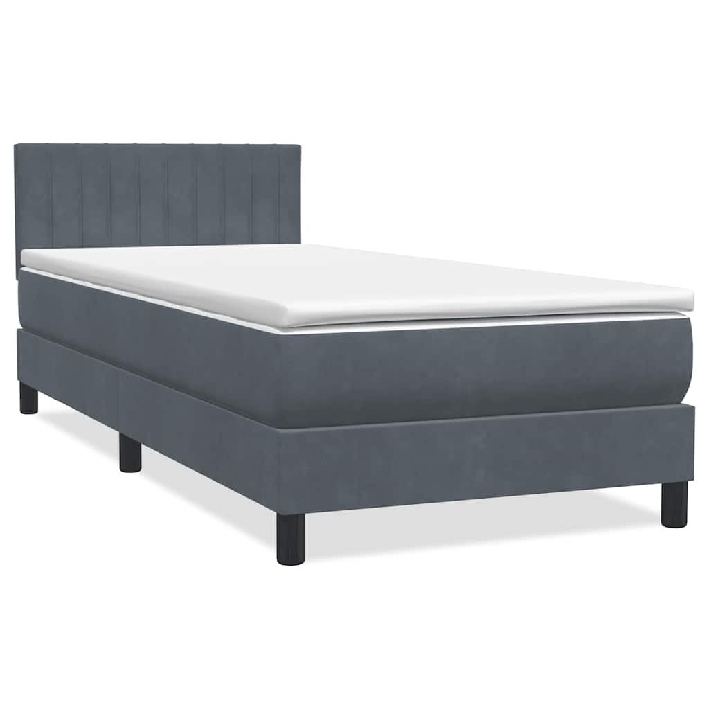 vidaXL Cama box spring con colchón terciopelo gris oscuro 90x210 cm