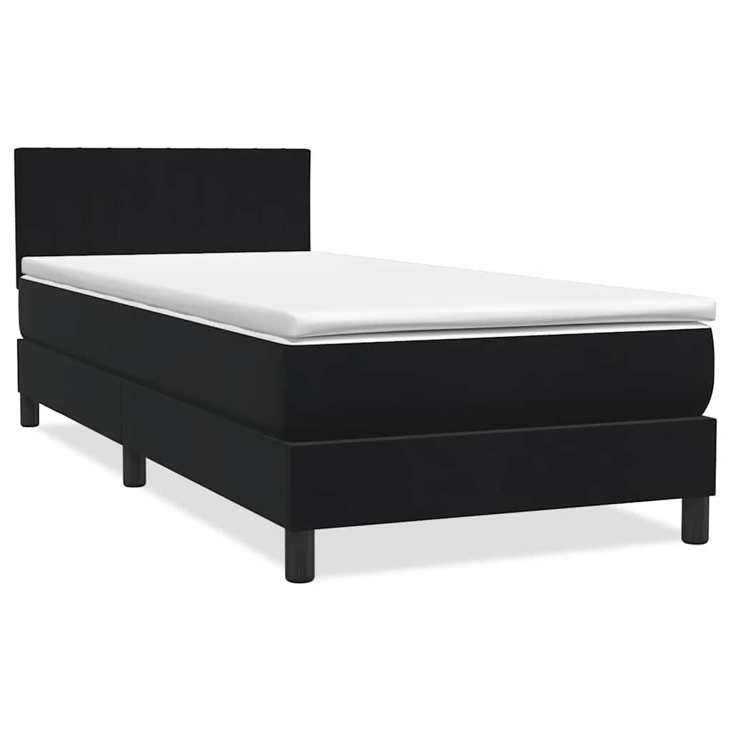 vidaXL Cama box spring con colchón cuero sintético negro 90x210 cm