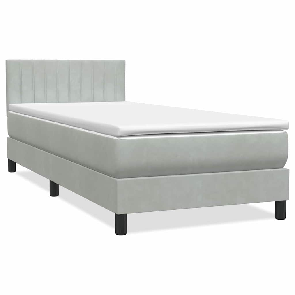 vidaXL Cama box spring con colchón terciopelo gris claro 100x210 cm