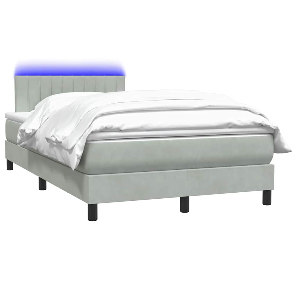 vidaXL Cama box spring con colchón terciopelo gris claro 120x210 cm