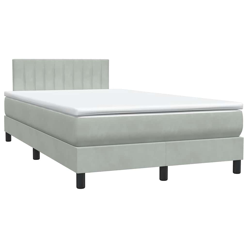 vidaXL Cama box spring con colchón terciopelo gris claro 120x210 cm