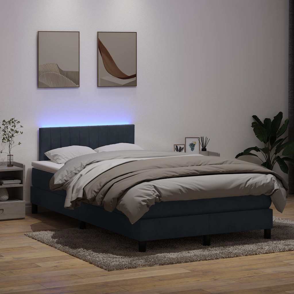 vidaXL Cama box spring con colchón terciopelo gris oscuro 120x210 cm