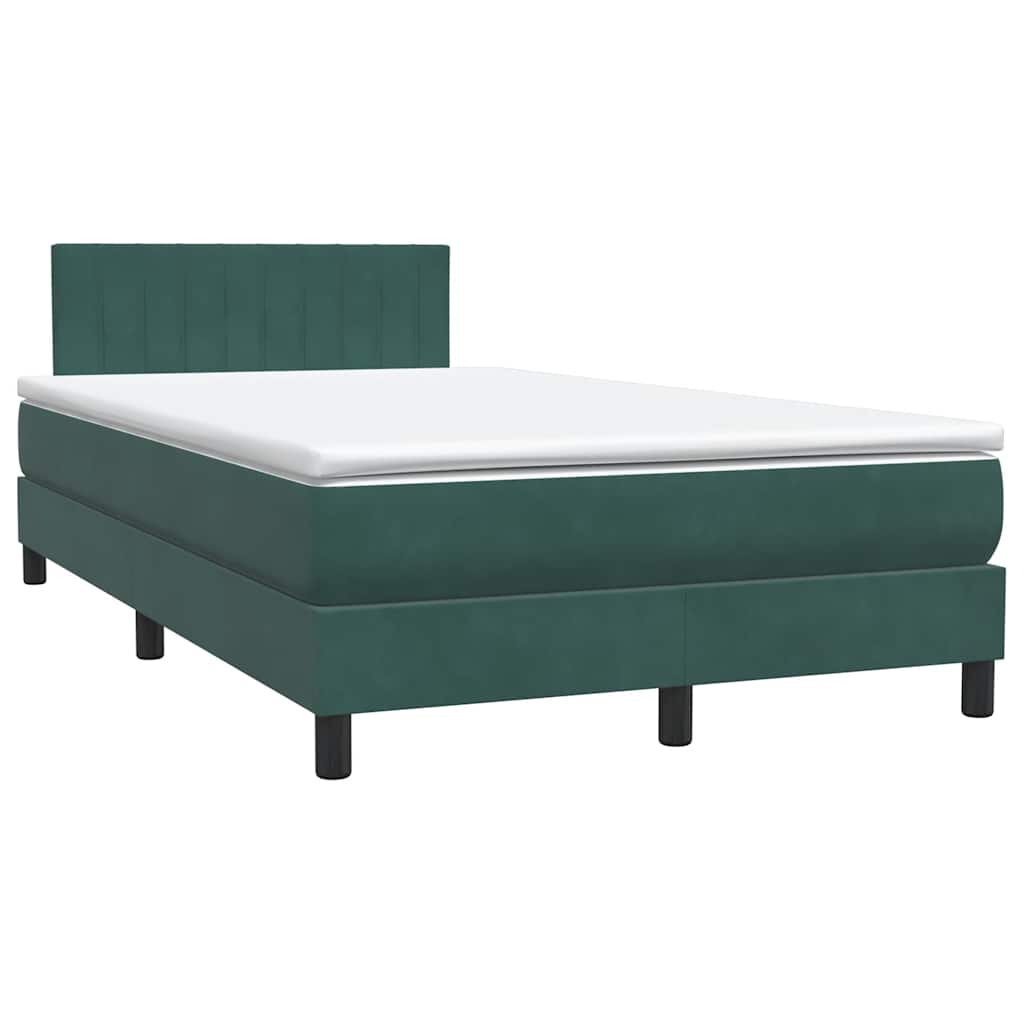 vidaXL Cama box spring con colchón terciopelo verde oscuro 120x210 cm