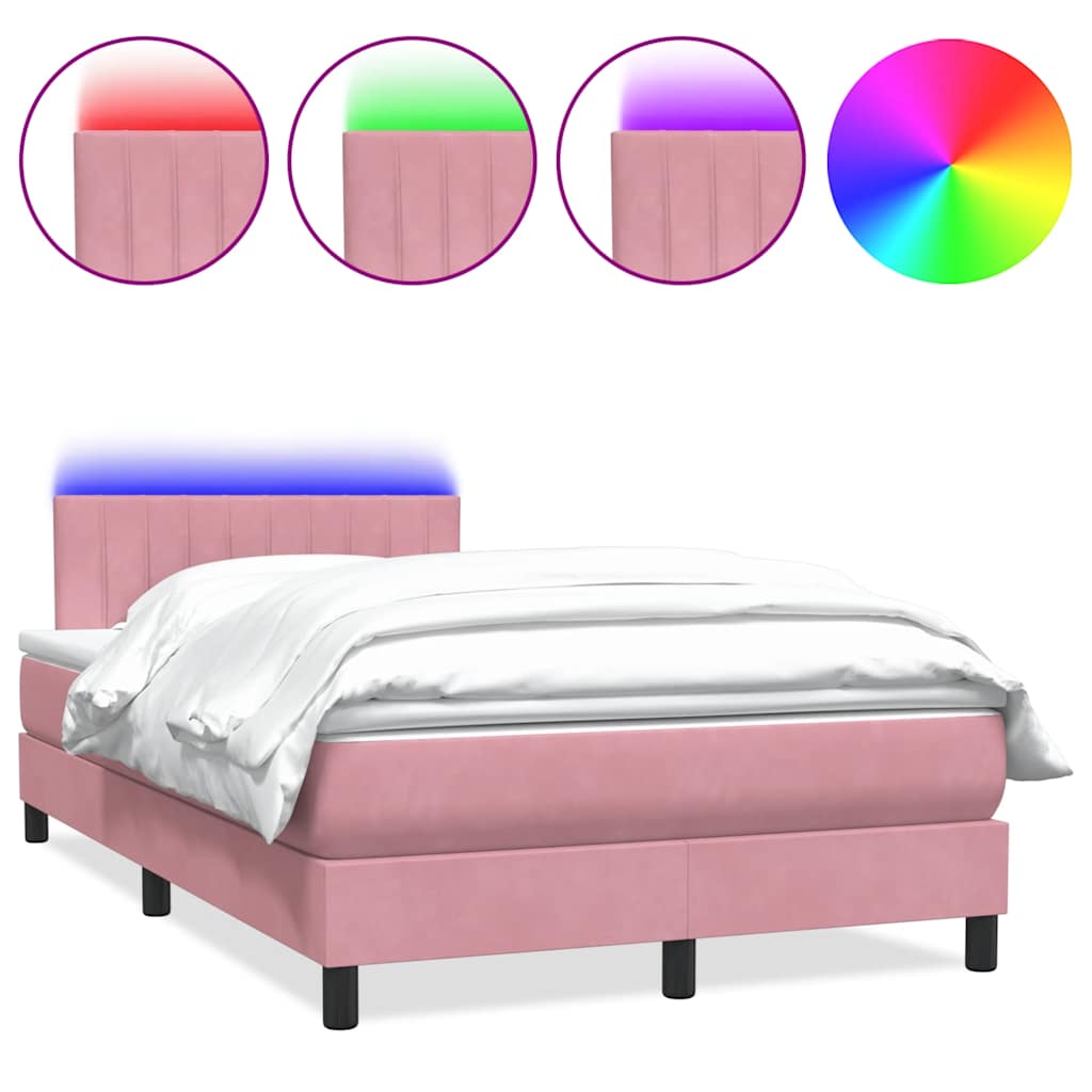 vidaXL Cama box spring con colchón terciopelo rosa 120x210 cm