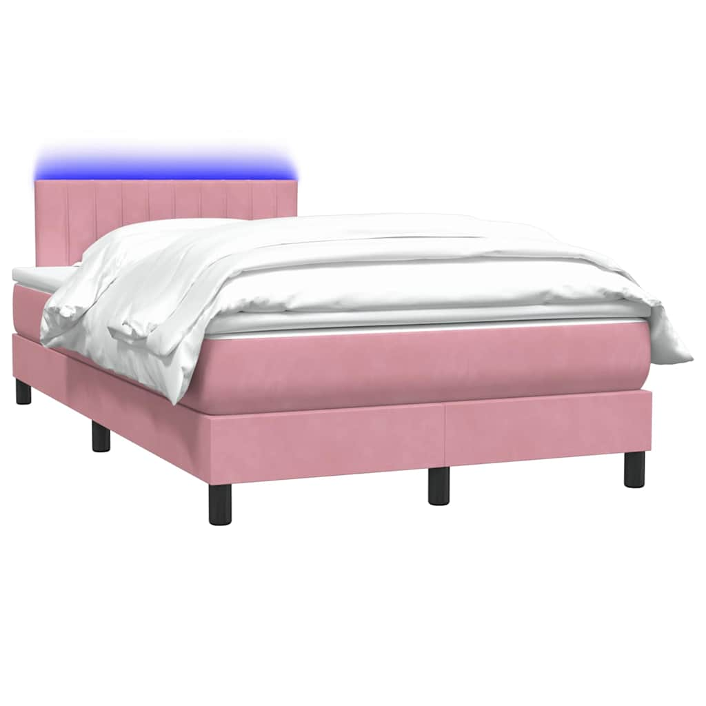 vidaXL Cama box spring con colchón terciopelo rosa 120x210 cm