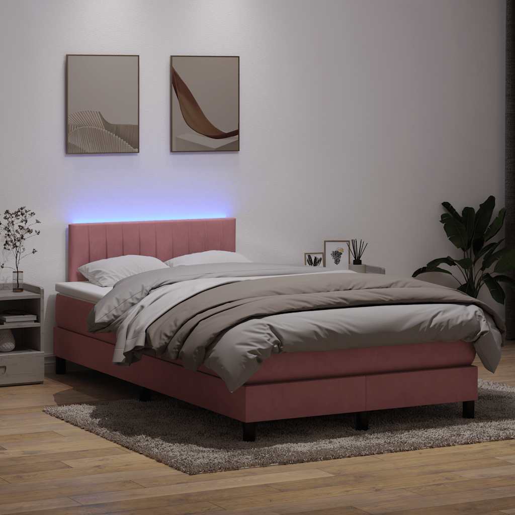 vidaXL Cama box spring con colchón terciopelo rosa 120x210 cm