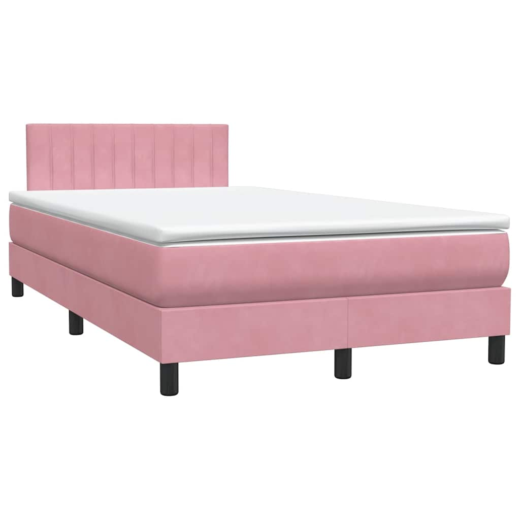 vidaXL Cama box spring con colchón terciopelo rosa 120x210 cm