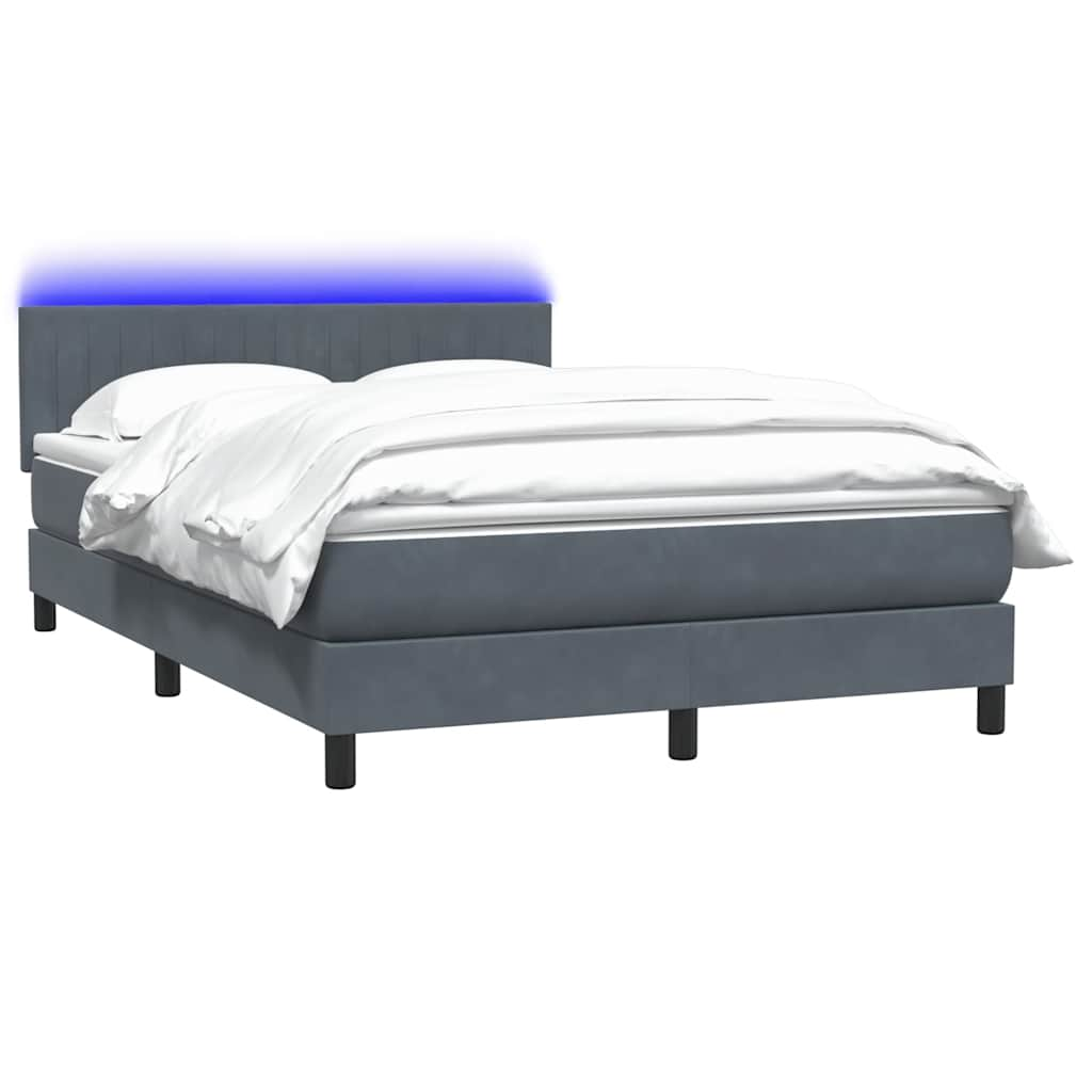 vidaXL Cama box spring con colchón terciopelo gris oscuro 140x210 cm