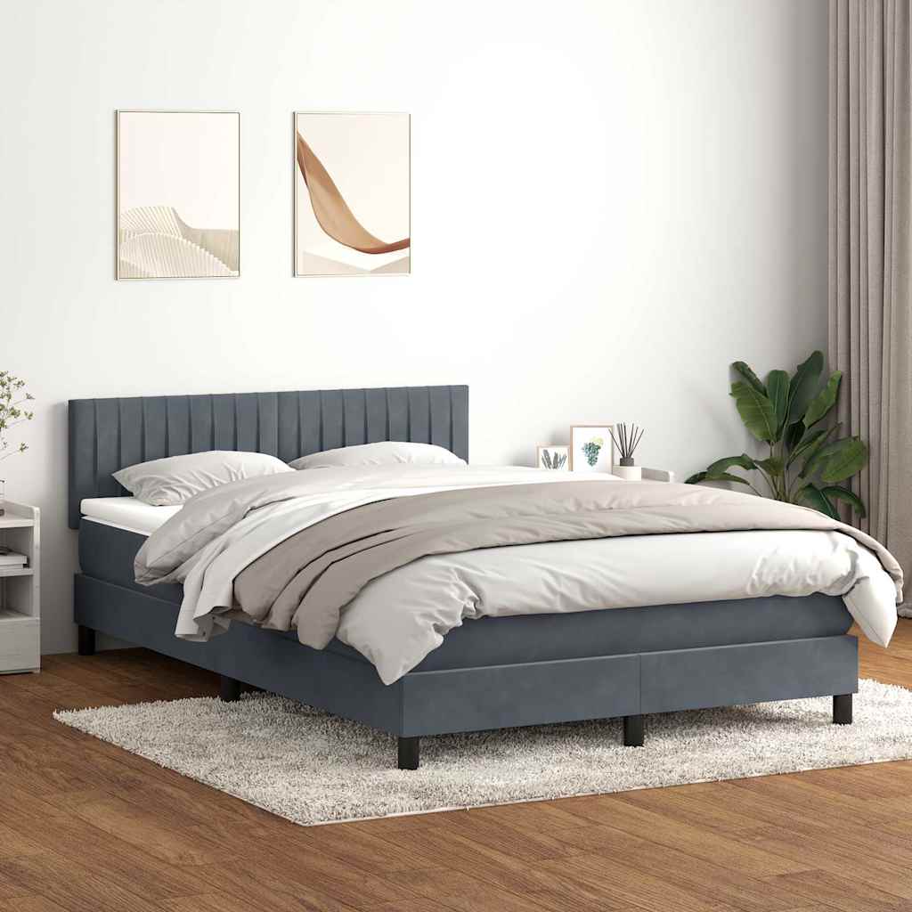 vidaXL Cama box spring con colchón terciopelo gris oscuro 140x210 cm