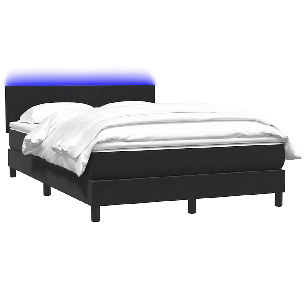 vidaXL Cama box spring con colchón terciopelo negro 140x210 cm