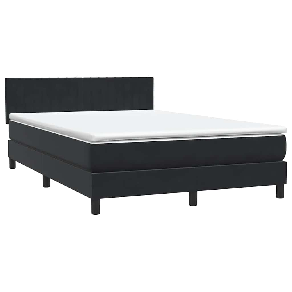 vidaXL Cama box spring con colchón terciopelo negro 140x210 cm