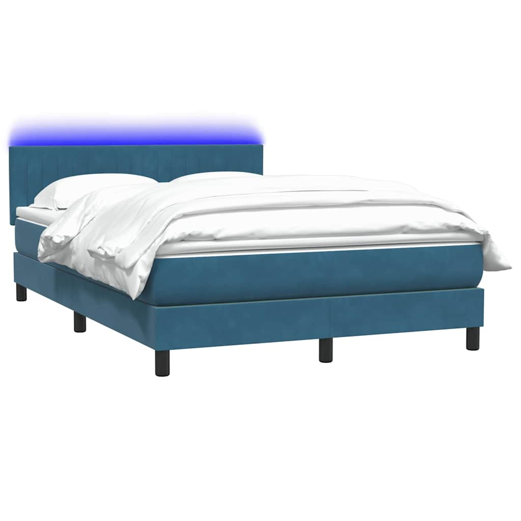 vidaXL Cama box spring con colchón terciopelo azul oscuro 140x210 cm