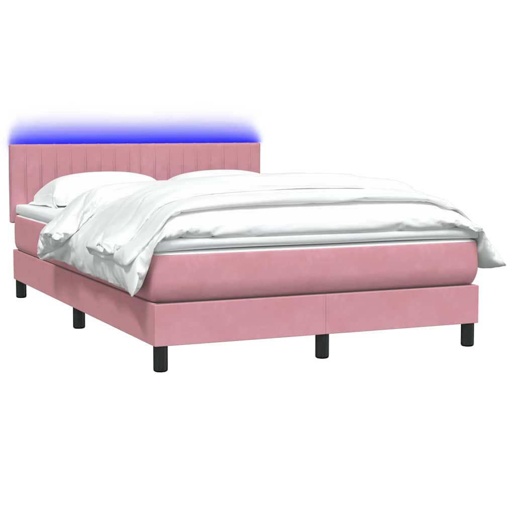 vidaXL Cama box spring con colchón terciopelo rosa 140x210 cm