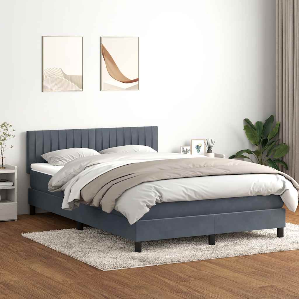 vidaXL Cama box spring con colchón terciopelo gris oscuro 160x210 cm