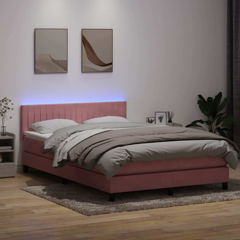 vidaXL Cama box spring con colchón terciopelo rosa 160x210 cm