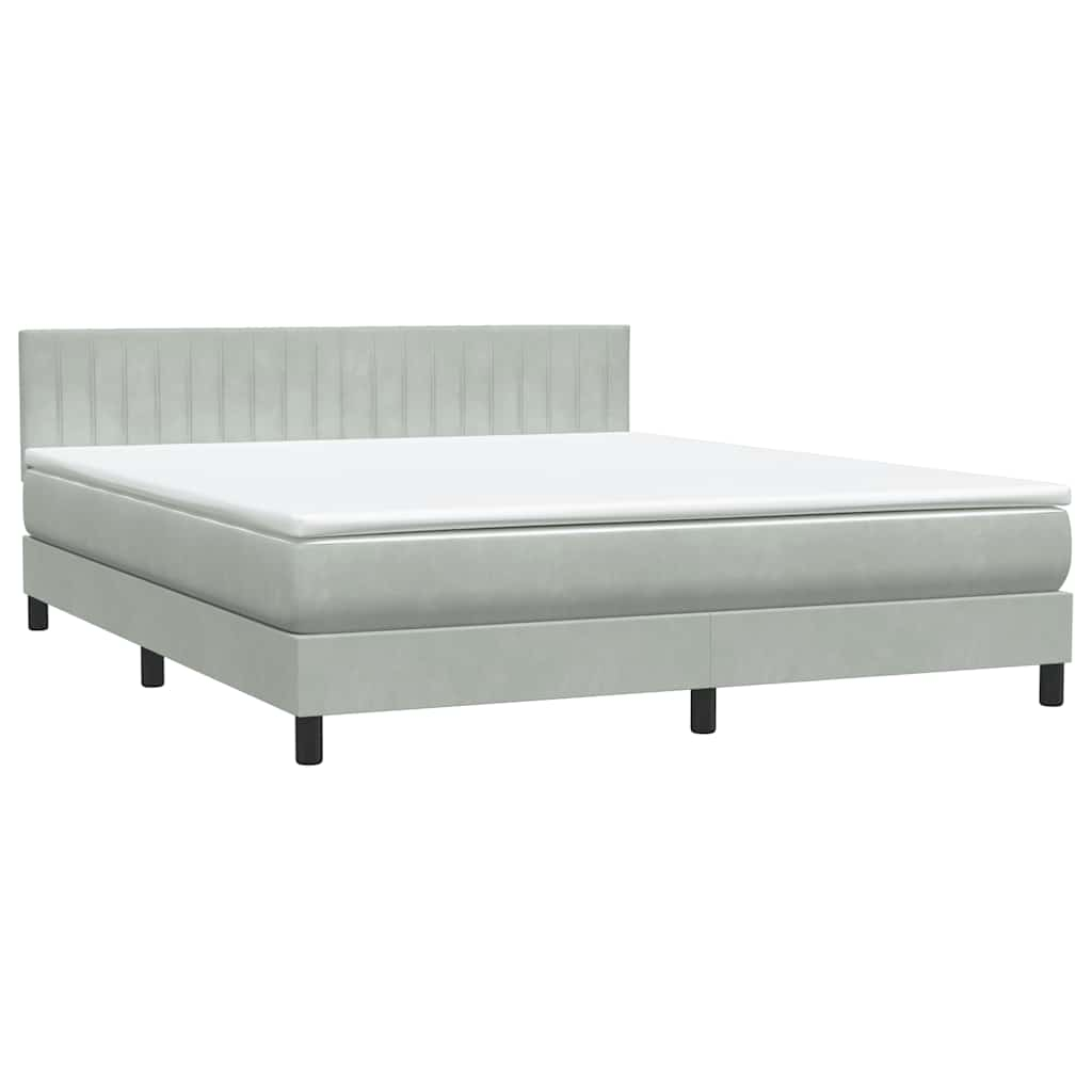 vidaXL Cama box spring con colchón terciopelo gris claro 180x210 cm