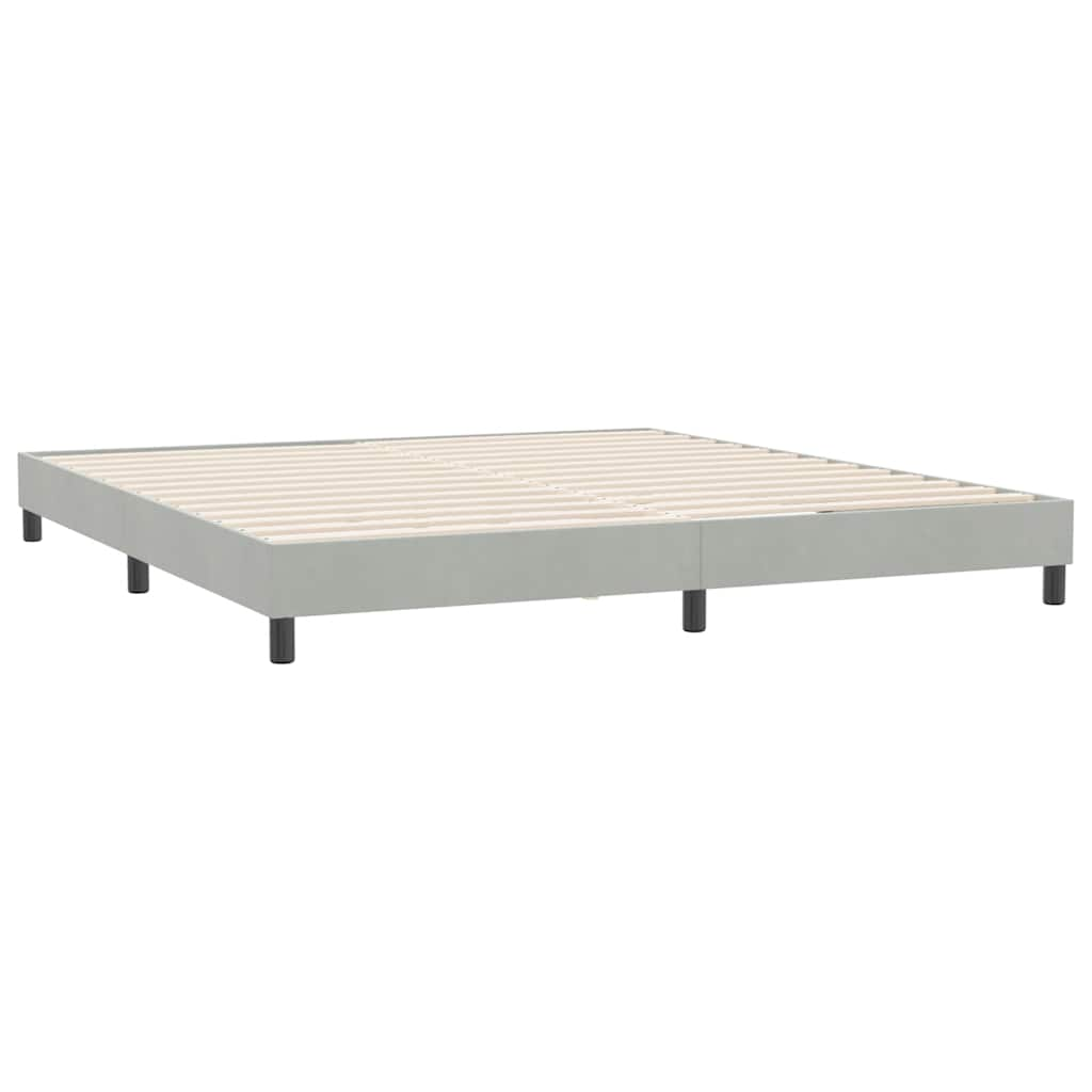 vidaXL Cama box spring con colchón terciopelo gris claro 180x210 cm