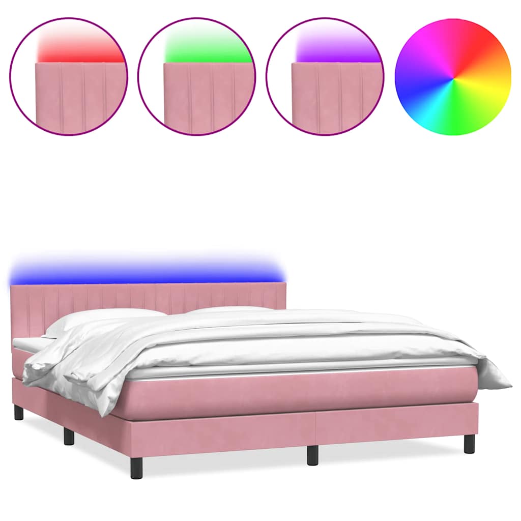 vidaXL Cama box spring con colchón terciopelo rosa 180x210 cm