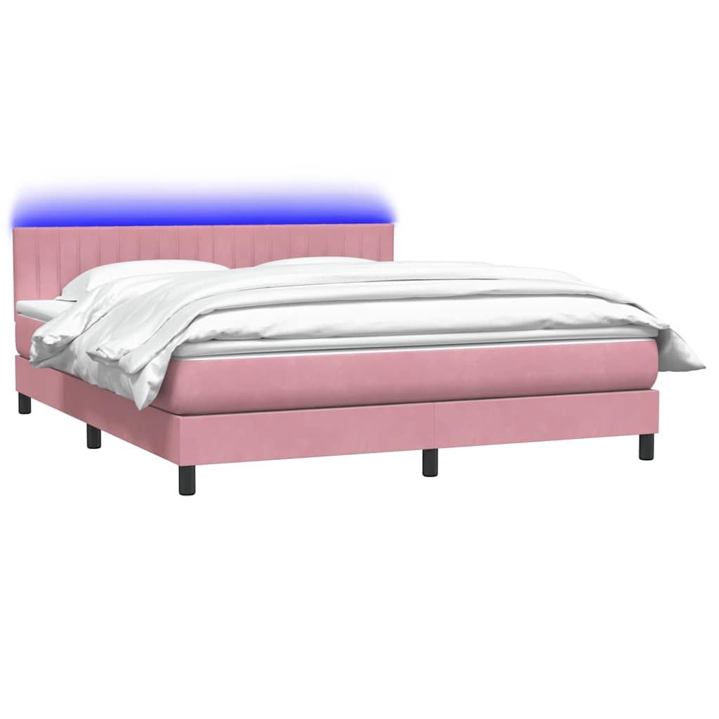 vidaXL Cama box spring con colchón terciopelo rosa 180x210 cm