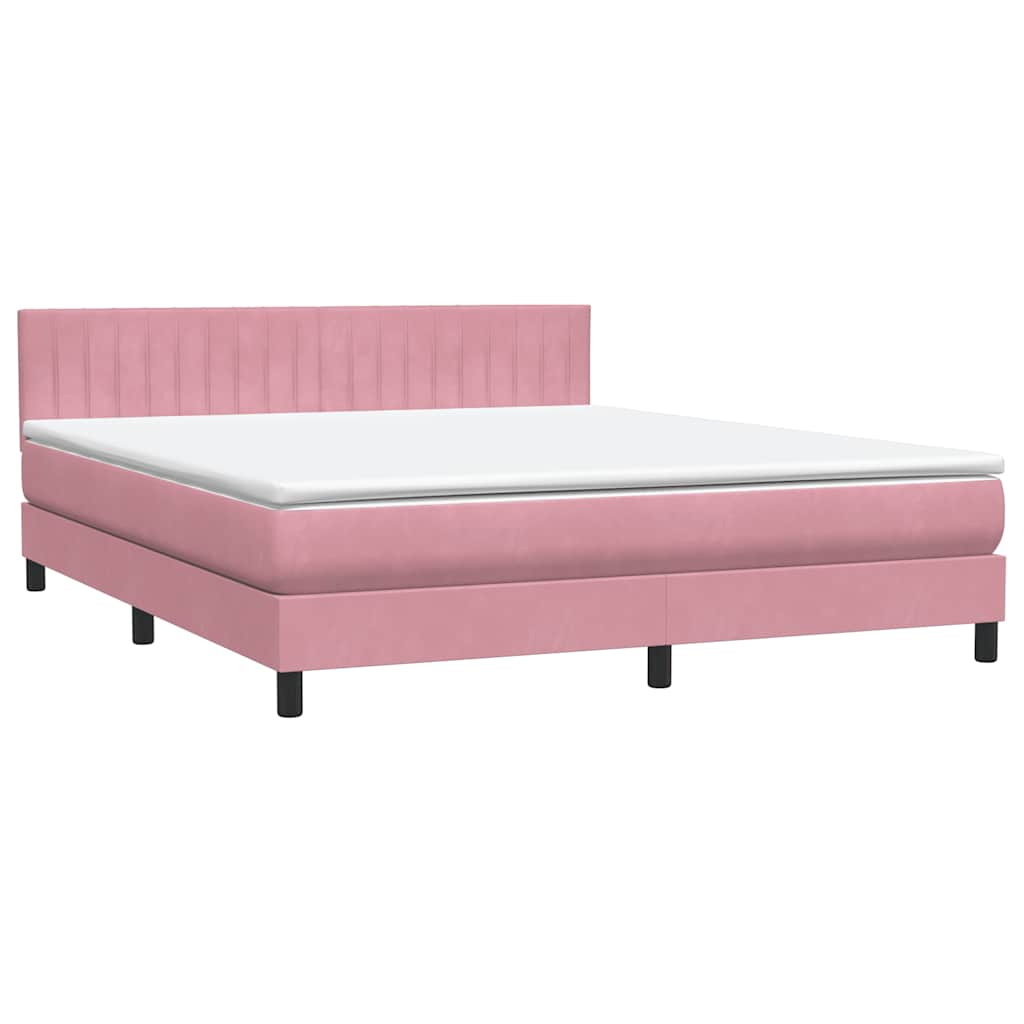 vidaXL Cama box spring con colchón terciopelo rosa 180x210 cm