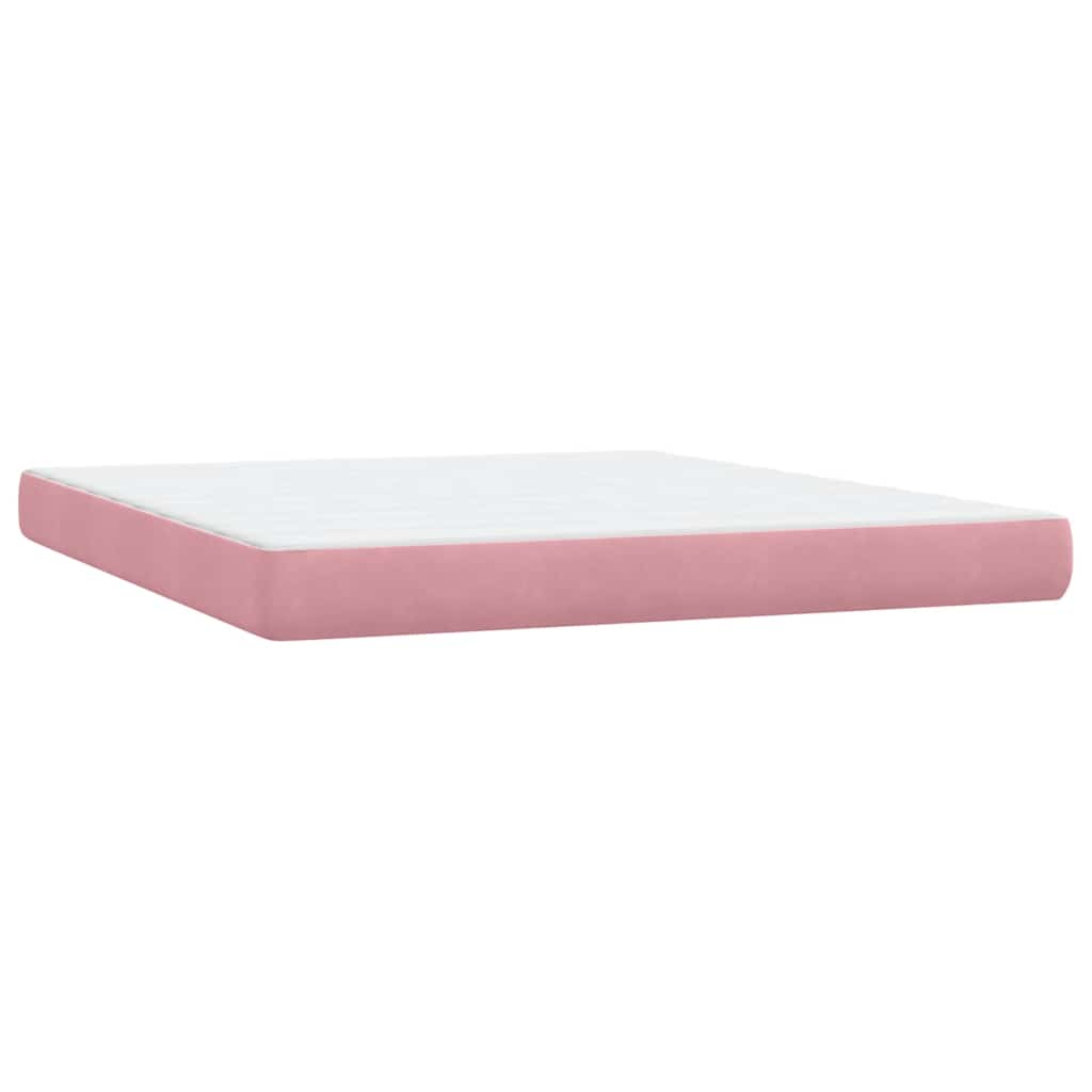 vidaXL Cama box spring con colchón terciopelo rosa 180x210 cm