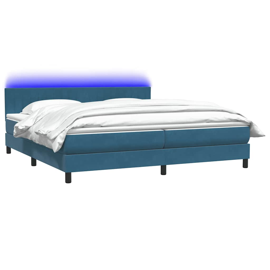 vidaXL Cama box spring con colchón terciopelo azul oscuro 200x210 cm