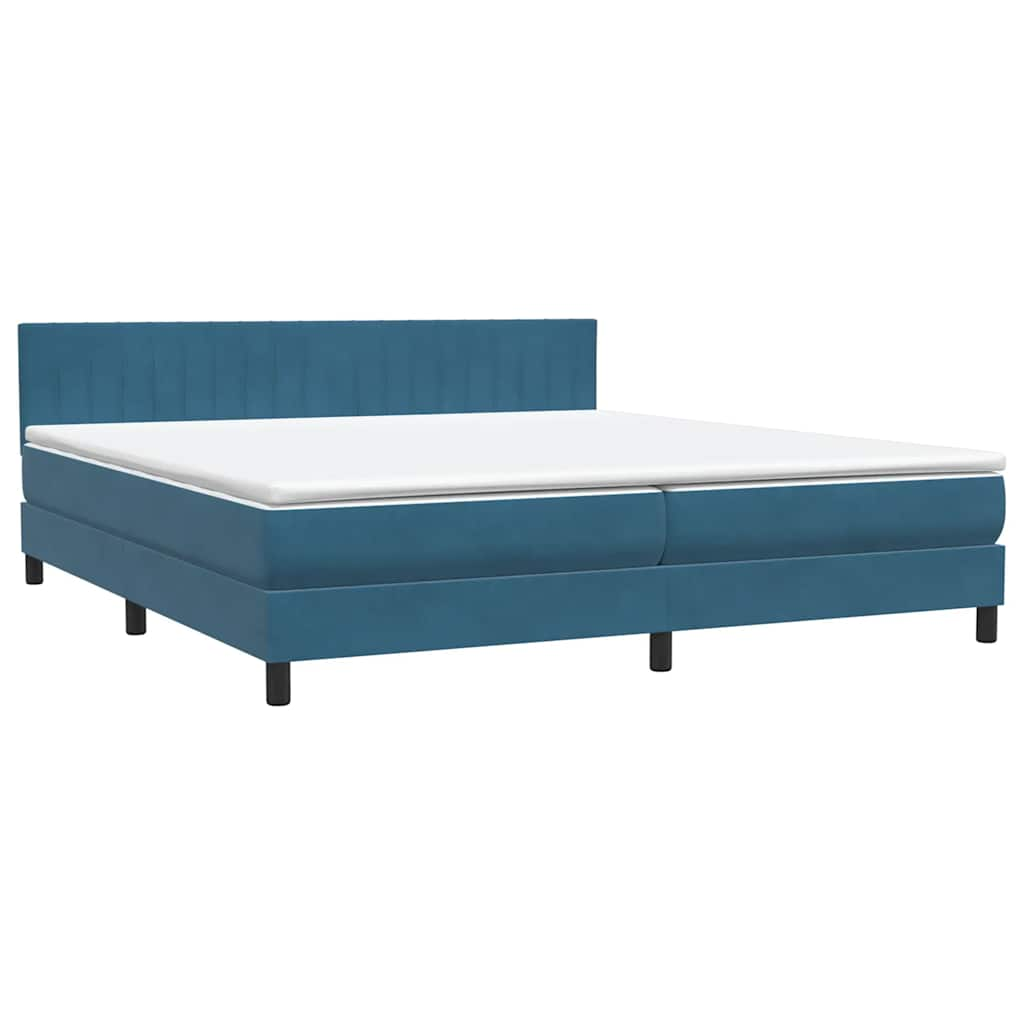 vidaXL Cama box spring con colchón terciopelo azul oscuro 200x210 cm