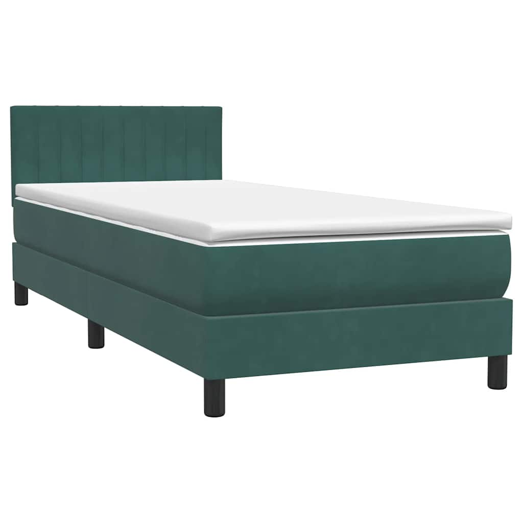 vidaXL Cama box spring con colchón terciopelo verde oscuro 100x220 cm