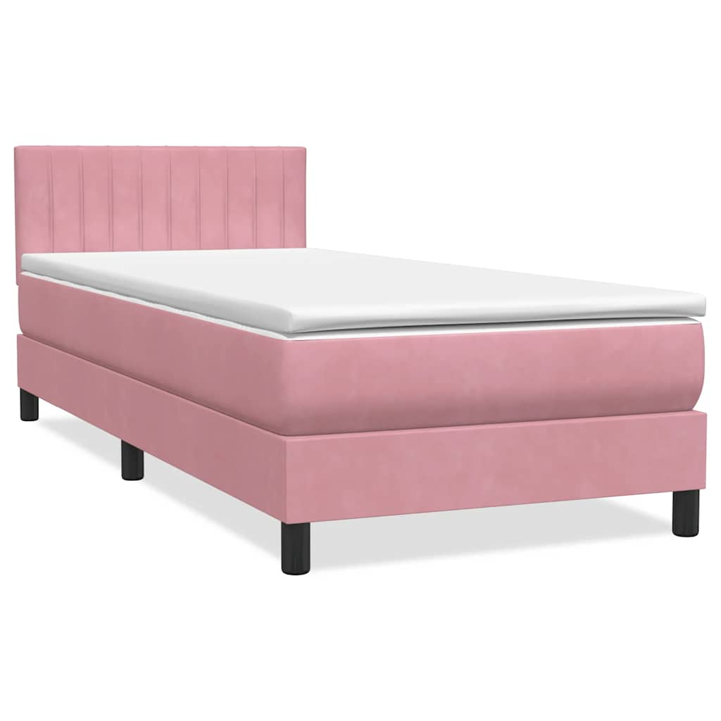 vidaXL Cama box spring con colchón terciopelo rosa 100x220 cm