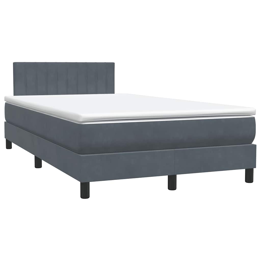 vidaXL Cama box spring con colchón terciopelo gris claro 120x220 cm