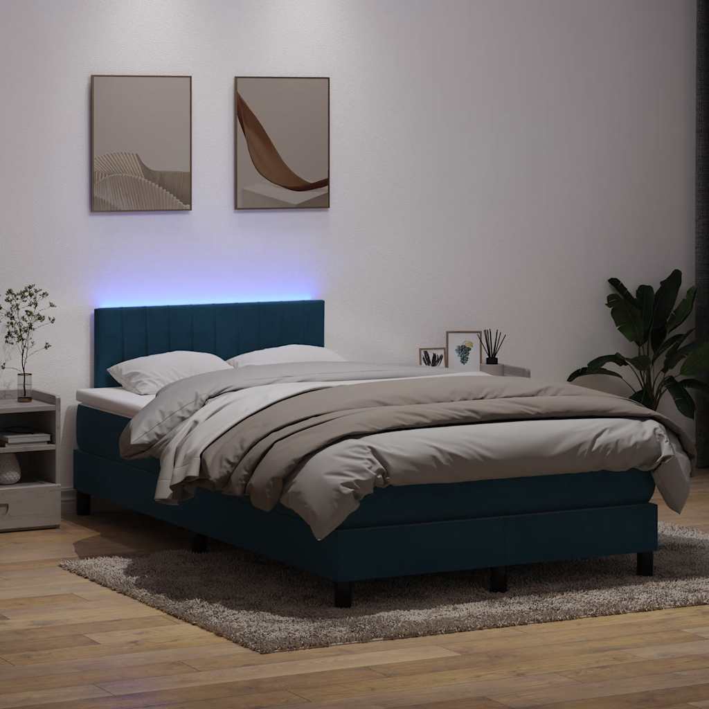 vidaXL Cama box spring con colchón terciopelo azul oscuro 120x220 cm