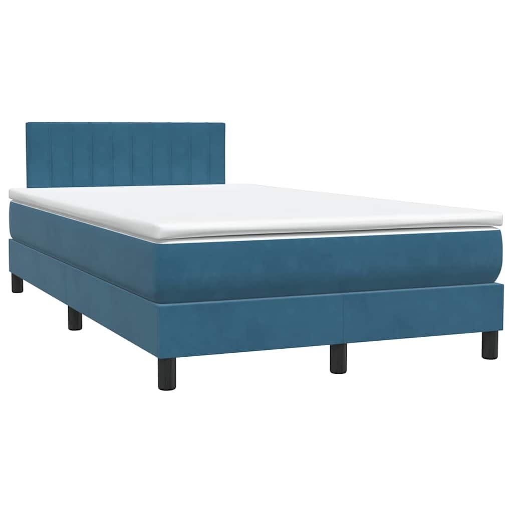 vidaXL Cama box spring con colchón terciopelo azul oscuro 120x220 cm