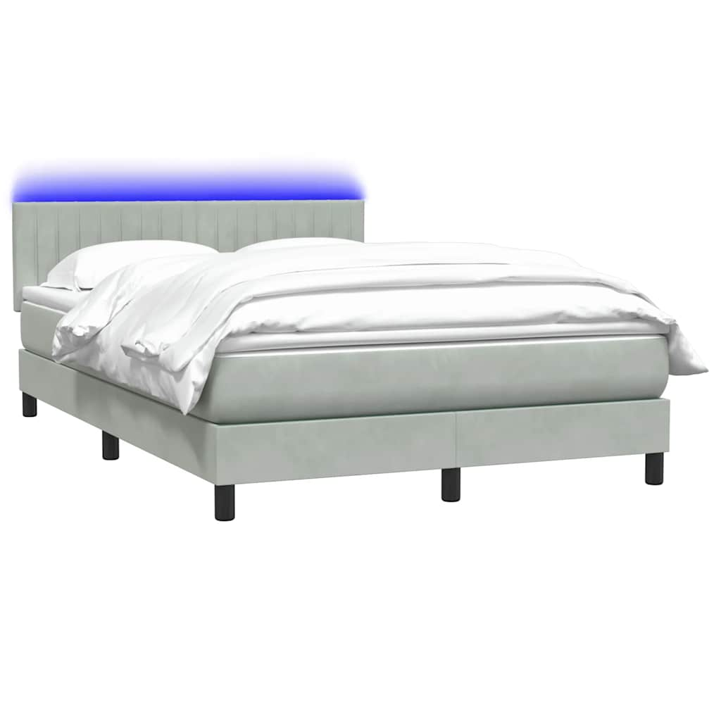 vidaXL Cama box spring con colchón terciopelo gris claro 140x220 cm