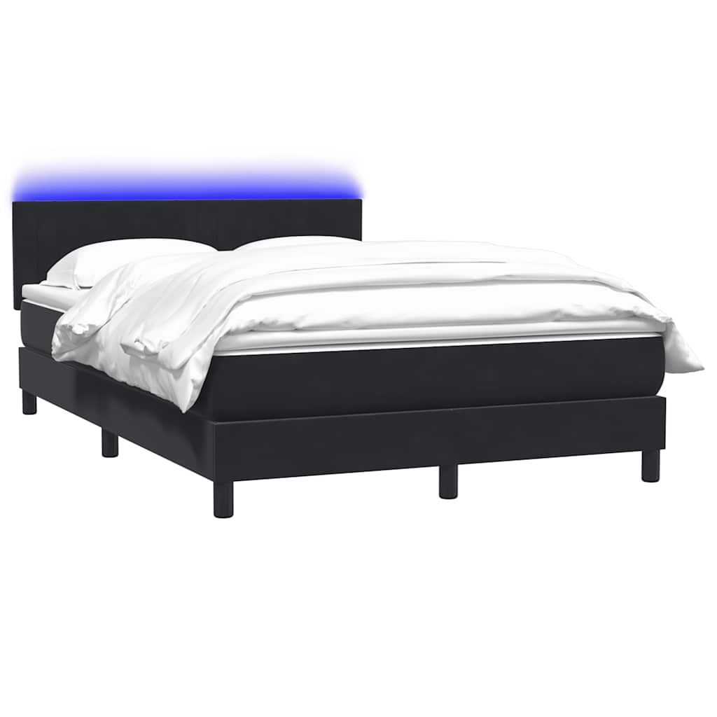 vidaXL Cama box spring con colchón terciopelo negro 140x220 cm