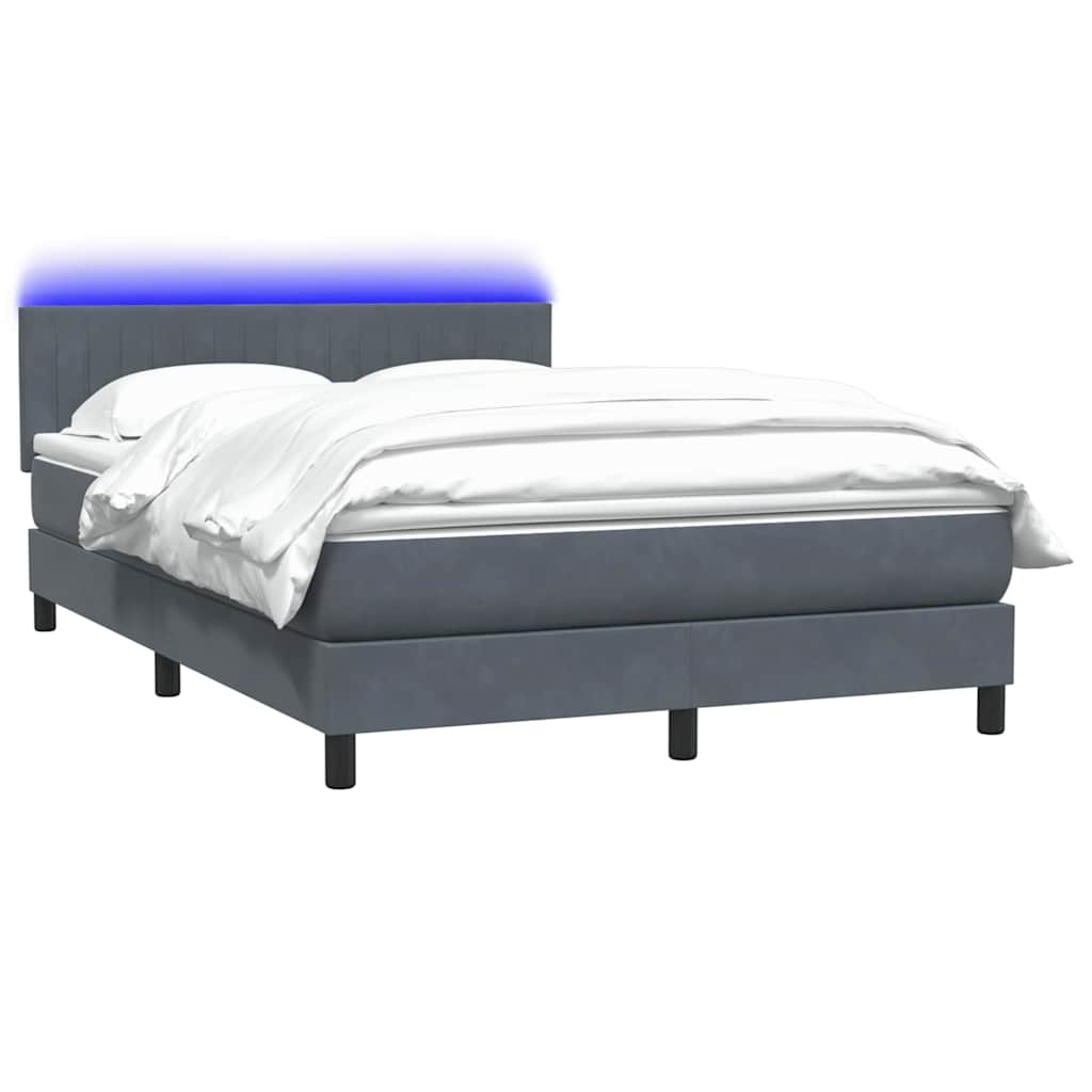 vidaXL Cama box spring con colchón terciopelo gris oscuro 160x220 cm