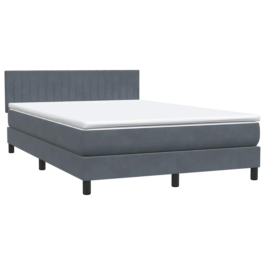 vidaXL Cama box spring con colchón terciopelo gris oscuro 160x220 cm