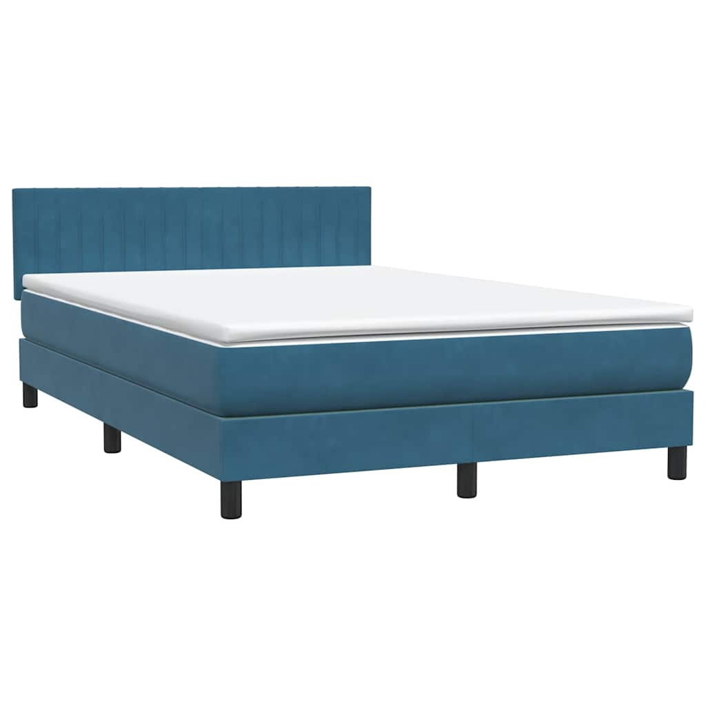 vidaXL Cama box spring con colchón terciopelo azul oscuro 160x220 cm