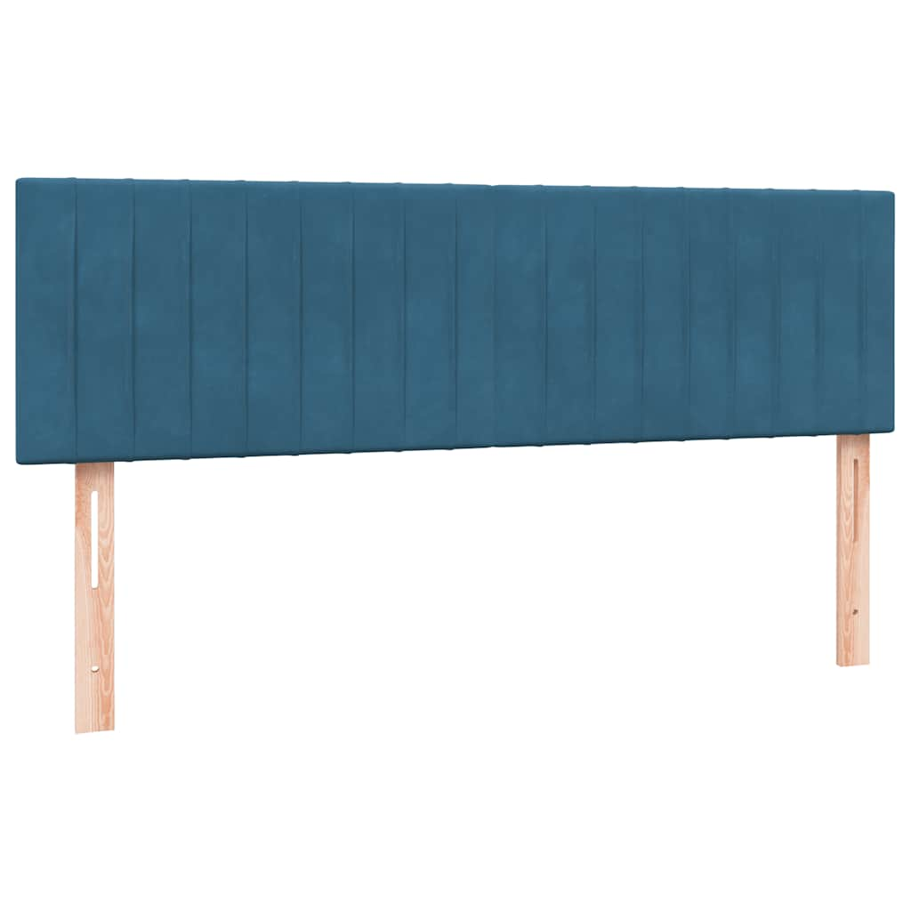 vidaXL Cama box spring con colchón terciopelo azul oscuro 160x220 cm