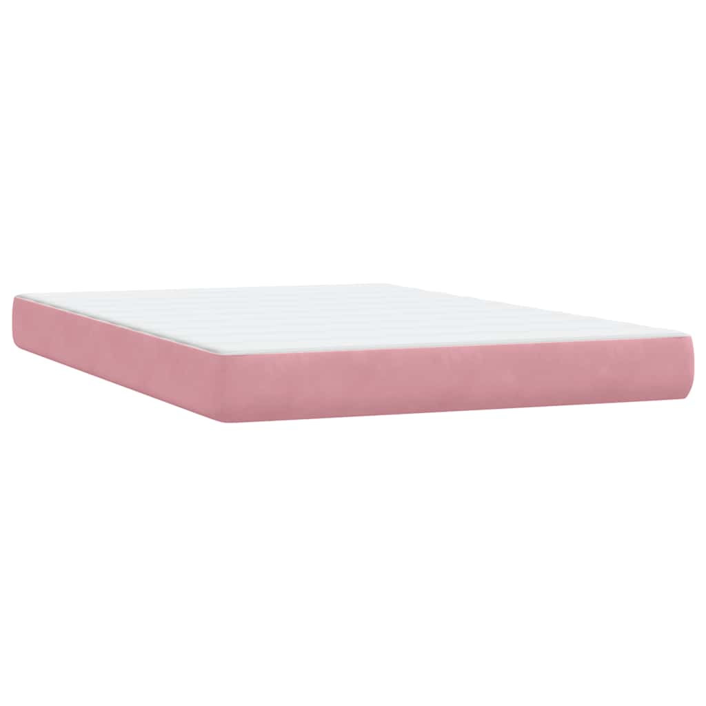 vidaXL Cama box spring con colchón terciopelo rosa 160x220 cm